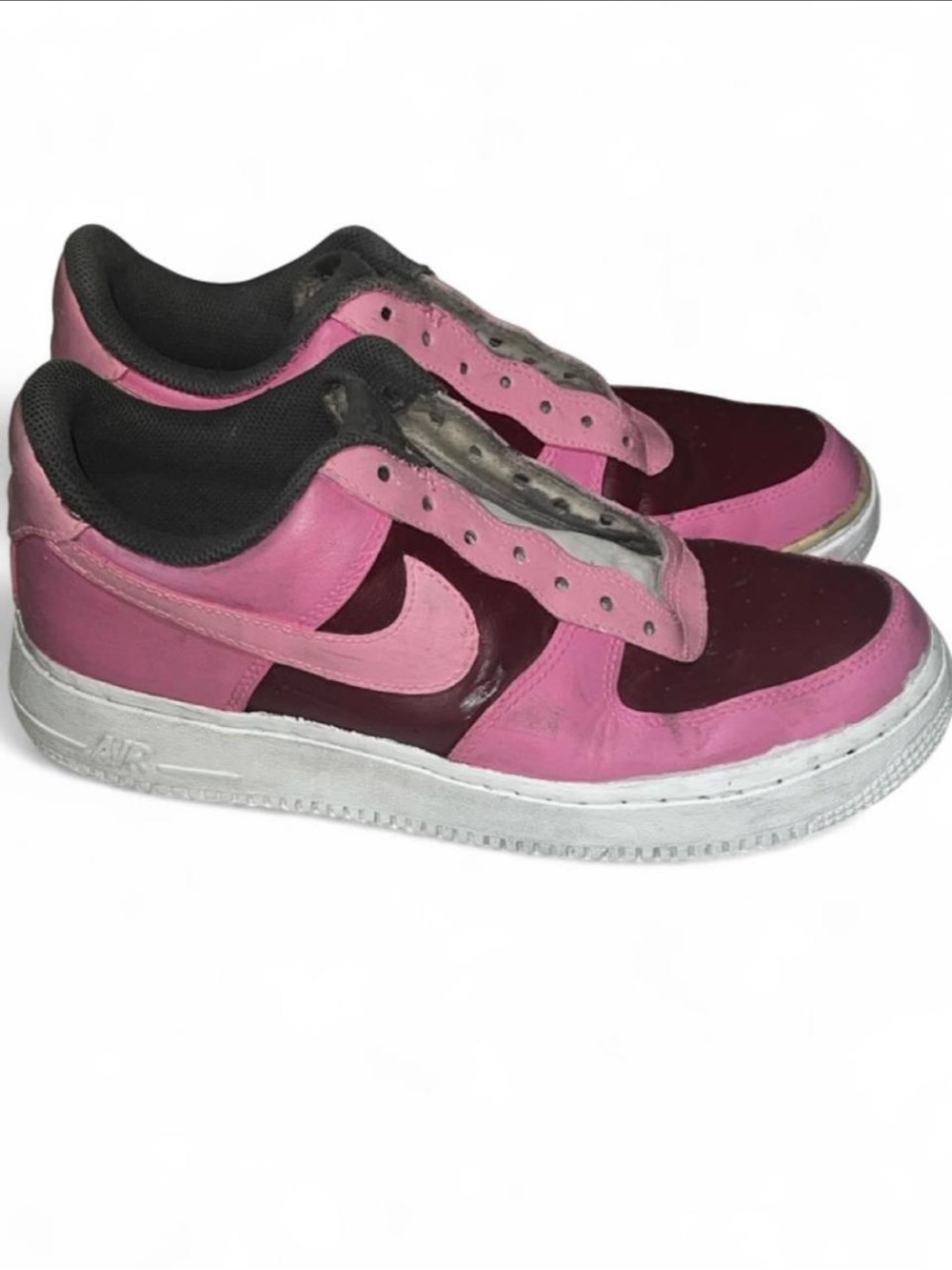 Women’s Nike Air Force 1 Pink + Red Two-Tone Low Top Sneakers size 6.5
